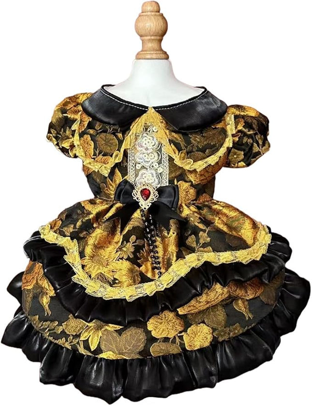 Fashion Sweet Puppy Dog Lace Princess Tailored Dress for Mini and Petite Dog A-Black Small