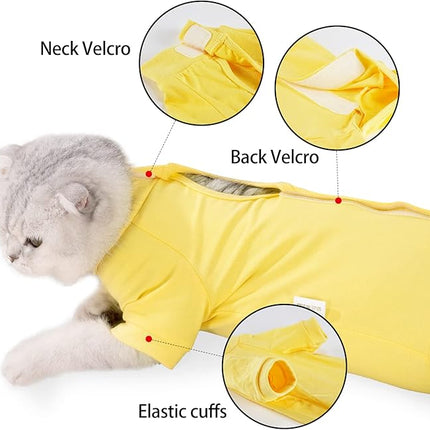 LIANZIMAU Cat Surgical Recovery Suit Professional for Male Female Dog Abdominal Wounds Cone E-Collar Alternative Anti-Licking Pet Surgical Recovery Pajama Suit Soft Fabric Onesie for Cats
