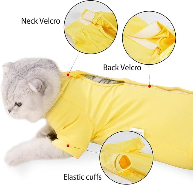 LIANZIMAU Cat Surgical Recovery Suit Professional for Male Female Dog Abdominal Wounds Cone E-Collar Alternative Anti-Licking Pet Surgical Recovery Pajama Suit Soft Fabric Onesie for Cats