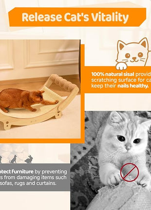 Cat Scratcher Sisal Cat Bed with Ball Toy Large Hammock Cat Scratchers for Indoor Cats Adults Scratching Board for Cat Scratch Pad Furniture Protector Lounger