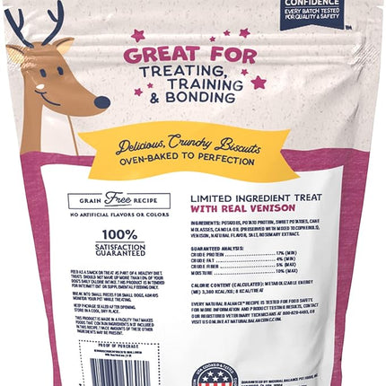 Natural Balance Limited Ingredient Rewards Crunchy Biscuits, Bite-Size Grain-Free Dog Treats for Small-Breed Dogs, Made with Real Venison, 8 Ounce (Pack of 1)