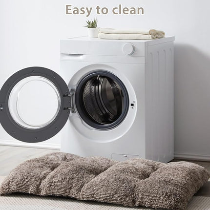 BFPETHOME Dog Beds for Large Dogs, Plush Dog Crate Bed Fluffy Cozy Kennel Pad for Sleeping &Ease Anxiety, Washable Pet Mats with Anti-Slip Bottom for Large Dogs, Khaki