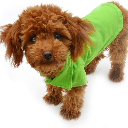 lovelonglong Basic Dog Polo Shirts Premium Cotton, Polo T-Shirts for Large Medium Small Dogs with a Two-Button Collar Blank Color Green XL