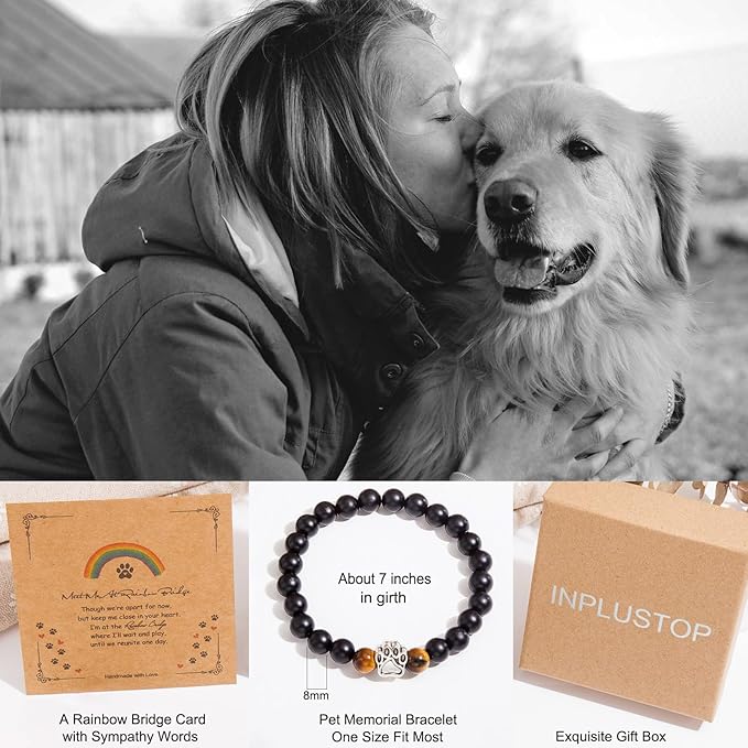 Dog Memorial Gifts - Pet Loss Sympathy Gift, Dog Passing Away Remembrance Bracelet for Men & Women