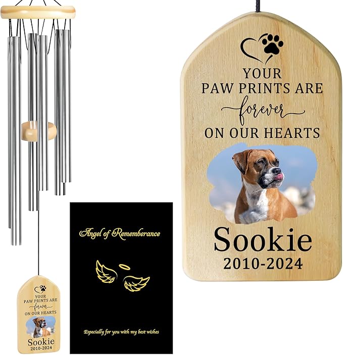 Personalized Pet Memorial Gifts, Pet Memorial Wind Chime, Dog Memorial Gifts, Cat Memorial Gifts, Pet Loss Gifts, Pet Loss Sympathy Gift, Dog Bereavement Gift, Dog Remembrance Gift - Paw Prints