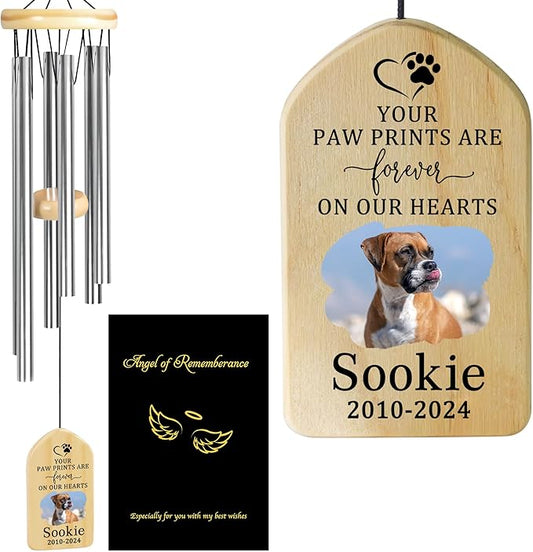 Personalized Pet Memorial Gifts, Pet Memorial Wind Chime, Dog Memorial Gifts, Cat Memorial Gifts, Pet Loss Gifts, Pet Loss Sympathy Gift, Dog Bereavement Gift, Dog Remembrance Gift - Paw Prints