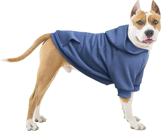 Large Dog Zipper Hoodies Clothes Zip Up Sweaters for Pitbull Labrador, Blue, 4X-Large