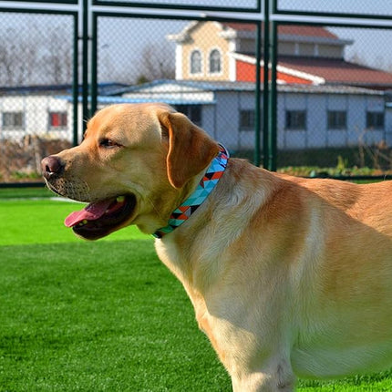 Dog Collar with Bohemia Floral Tribal Geometric Patterns - Soft Ethnic Style Collar Adjustable for Small Medium Large Dogs(Geometry,M)