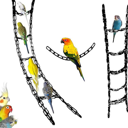 600-Piece Black Plastic Chain Links & Toys - Interlocking C-Clip Bird Cage Accessories for Parakeets, Sugar Gliders, Small Pets (Climbing/Swinging Toys)