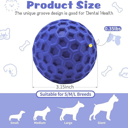 HIPPIH Indestructible Squeaky Dog Toys, Interactive Dog Balls 2 Pack, Chew Toys for Aggressive Chewers, Natural Rubber Puppy Toy for Large/Medium Dogs, Tough Puppy Teething Toy, Relieve Anxiety