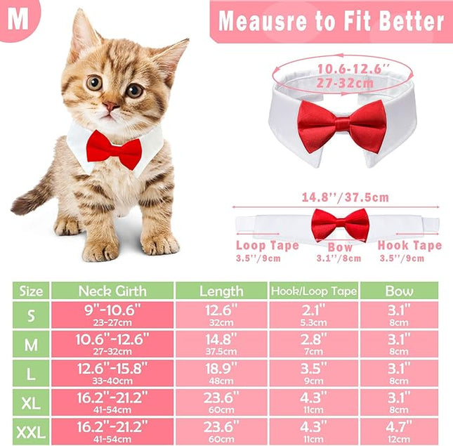 Dog Bowtie, KOOLMOX Tux Dog Collar for Weddings with Handcrafted Adjustable White Collar and Black Tie, Classic Neck Tie for Small to Medium Dogs Cats Puppies Valentine's Costumes