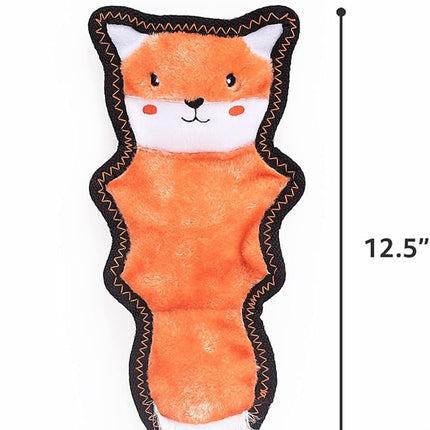 ZippyPaws Z-Stitch Skinny Peltz - No Stuffing Dog Toy to Keep Them Busy, for Small, Medium, & Large Dogs, Squeaky Pet Toy, Soft Plush Unstuffed Chew Toys - Fox, 12.5"