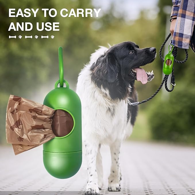 180 Count Dog Poop Bags with Dispenser, Leak-Proof Large Doggie Bag for Poop, Extra Thick Doggy Waste Bags, Unscented, Pet Trash Bags Holder Outdoor Puppy Walking and Traveling Rolls, Brown