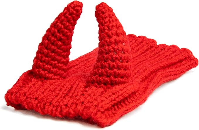Zoo Snoods Red Devil Dog Costume - Warm Crochet Snood Wrap for Pets, Neck Ear Cover Protection, Halloween Winter (Small)