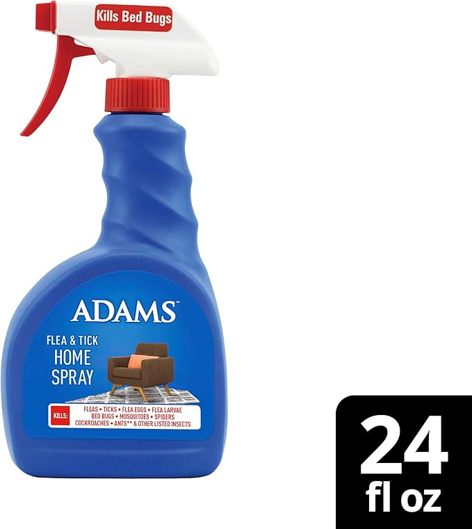 Adams Flea & Tick Home Spray with Precor, Kills Fleas, Flea Eggs, Flea Larvae, Bed Bugs, Ticks, Ants, Cockroaches, Spiders, Mosquitoes and Many Other Listed Nuisance Pests in The Home, 24 Fl Oz