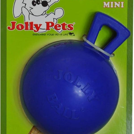 Jolly Pets Tug-n-Toss Heavy Duty Dog Toy Ball with Handle, 3 Inches/Mini, Blue, Model:403 BL