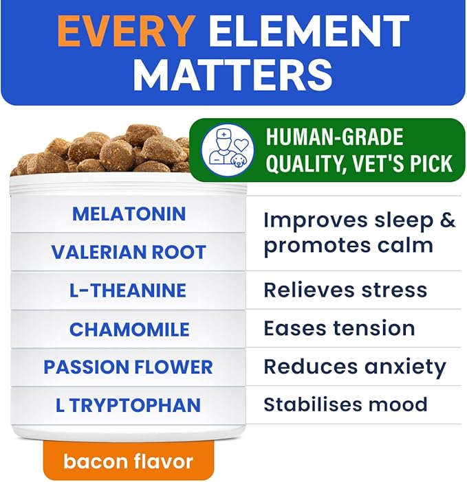 (MAX Strength) Melatonin for Dogs to Sleep & Anxiety Aid - Medium & Small Breeds - 6mg Doggie Sleeping Pills - 120 Treats