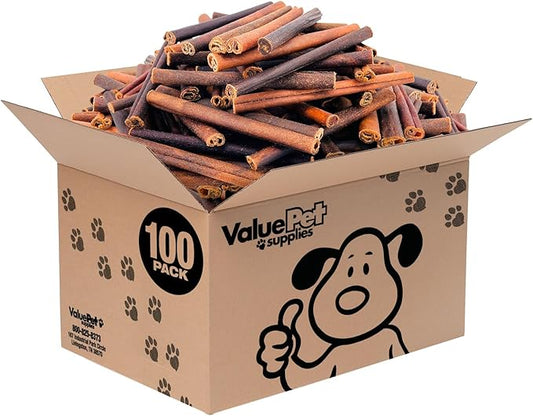ValueBull Collagen Sticks for Dogs, 6 Inch Medium Chews, Natural Long-Lasting Dog Treats, 100 Count Bulk Pack - Supports Joints, Skin & Coat with Chondroitin & Glucosamine