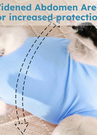 Cat Recovery Suit, Kitten Surgical Bodysuit for Abdominal Wound Anti Licking After Surgery, Pet Surgical Recovery Snugly Suit Cat Spay Recovery Suit Female for Small Male Female Cats Blue L