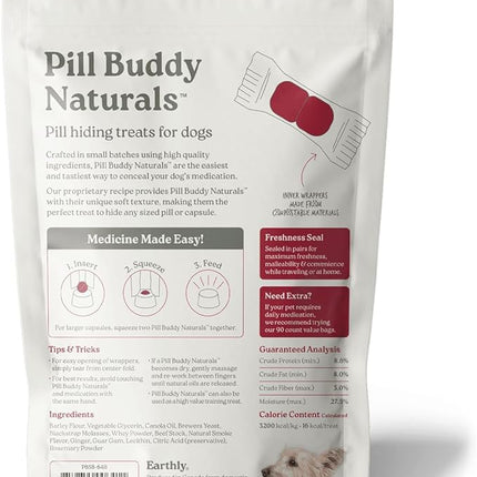 Earthly Pill Buddy Naturals - Beef Recipe Pill Hiding Treats for Dogs - Make A Perfect Pill Concealing Pocket Or Pouch for Any Size Medication - 30 Servings
