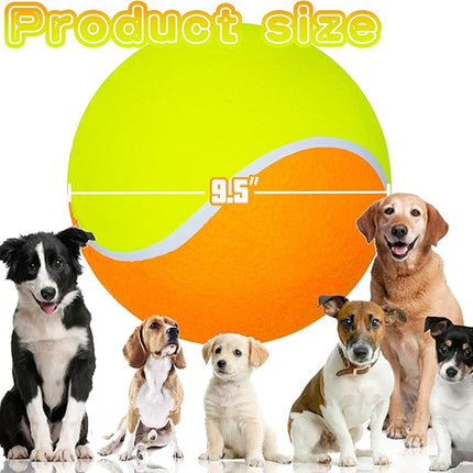 Big Tennis Ball for Dogs, Giant Dog Tennis Ball Toy Large Outdoor Sports Gift for Small Medium Large Dog (Yellow Orange, 9.5 inch)