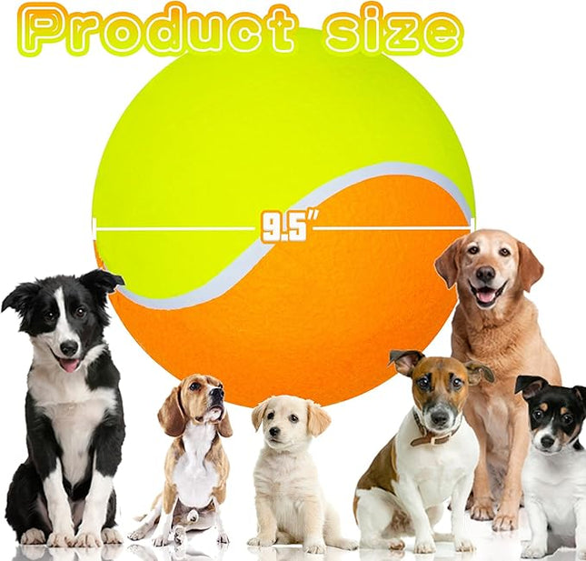 Big Tennis Ball for Dogs, Giant Dog Tennis Ball Toy Large Outdoor Sports Gift for Small Medium Large Dog (Yellow Orange, 9.5 inch)
