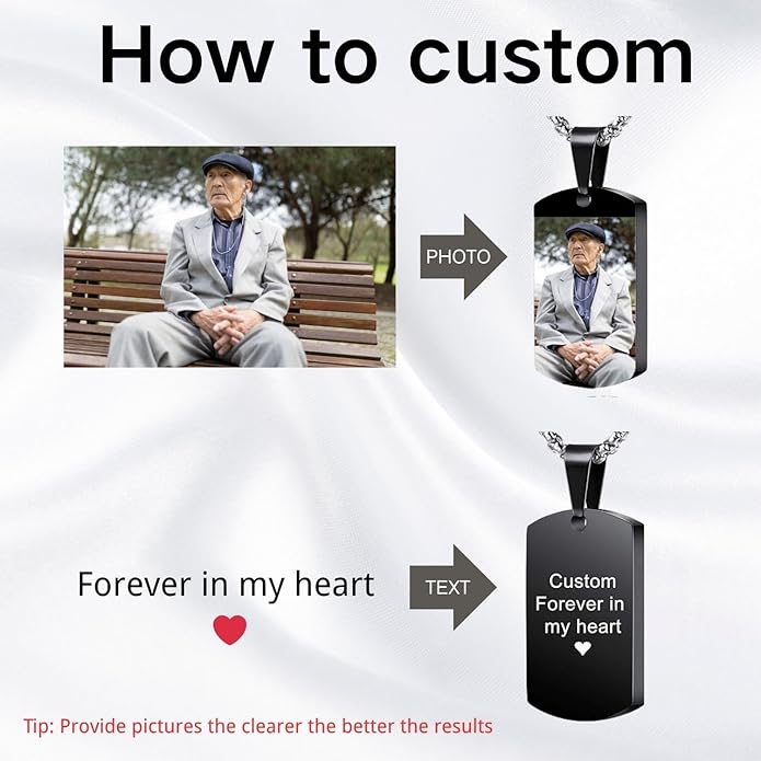 Personalized Ashes Necklace for Men Women Pet Custom Photo Text Urn Necklace Customized Engraving Holder Memorial Cremation Jewelry Keepsake Memorial Gifts