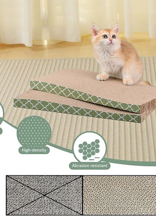 Cat Scratcher Cardboard Scratching Pads Scratch with Catnip 2PCS Reversible Corrugated Cardboard