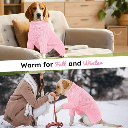 Queenmore Large Dog Sweater, Dog Sweaters for Large Dogs, Soft Warm Pet Christmas Sweaters, Extra Large Breeds Kintwear, Turtleneck Pullover Pet Clothes, Pink 3XL