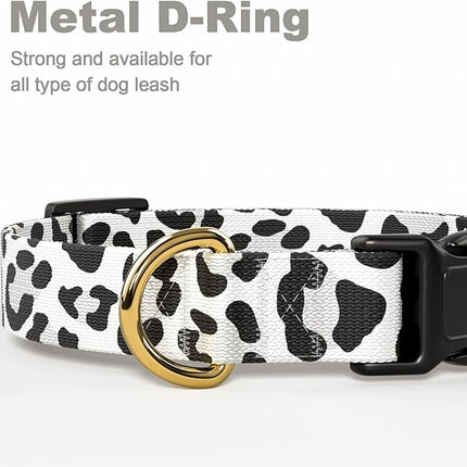 Rnivvi Dog Collar for Small Dogs, Cute Leopard Heavy Duty Adjustable Puppy Collar with Quick Release Buckle for Boy Girl & Female, Pet Accessories for Walking Running, XS Length 5/8" Width, White