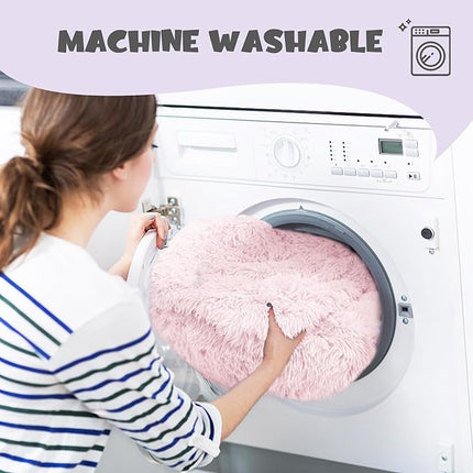 Himax Dog Beds for Large Dogs, Comfort Dogs Bed with Blanket Attached, Calming Anti-Anxiety Fluffy Dog Bed Washable (20"/26"/35") Pink