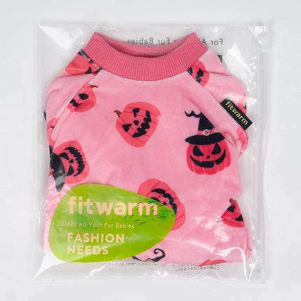 Fitwarm Halloween Jack O Lantern Dog Pajamas, Funny Costumes for Small Dogs Girl, Pet Outfit, Pink, Black, XXL