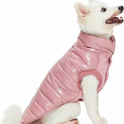 Blueberry Pet Cozy Mauve Pink Dog Jacket – Lightweight Puffer Winter Coat for Small & Medium Dogs, Warm Outdoor Wear, Size 14 (15.75" Back Length)