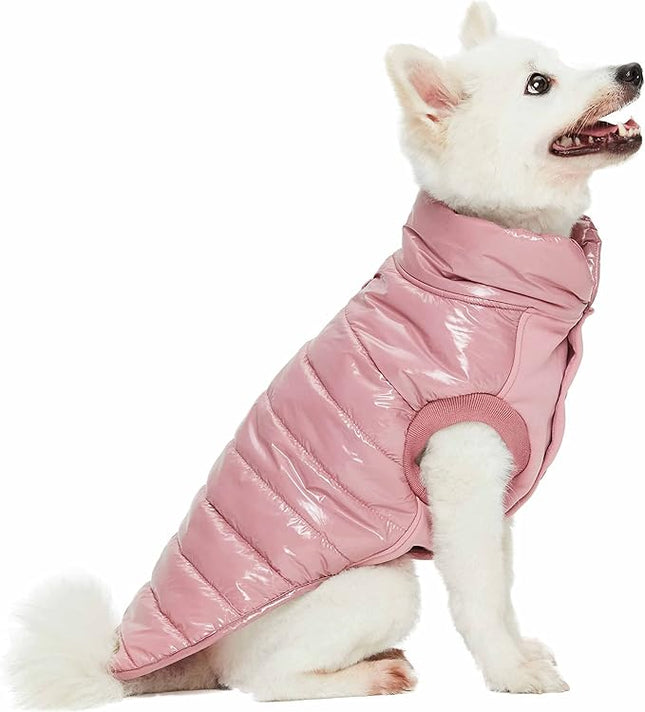 Blueberry Pet Cozy Mauve Pink Dog Jacket – Lightweight Quilted Puffer Winter Coat for Small Dogs, Size 12 (14" Back Length), Warm Outdoor Wear with Easy On/Off Design