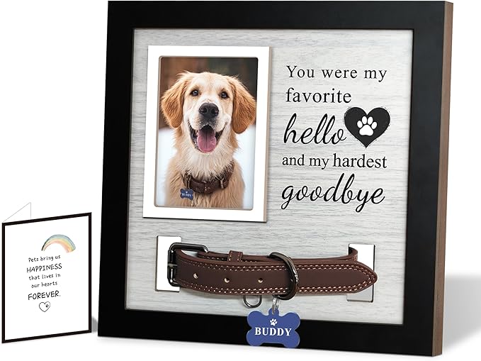 Dog Loss Gifts,Pet Memorial Frame with Collar Holder,Dog and Cat Collar Memorial Frame,Pet Memorial Gift for Dogs,Pets Loss Sympathy Gift for Pet Lover,Dog Moms-HG