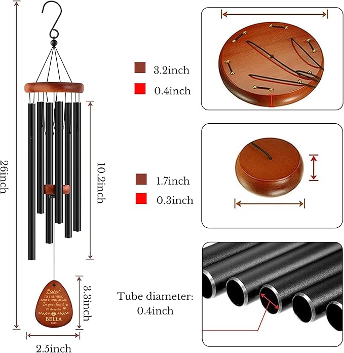 Personalized Pet Memorial Gifts for Dogs - 26" Pet Memorial Wind Chimes, Dog Memorial Gifts for Loss of Dog, Pet Bereavement Sympathy Gift