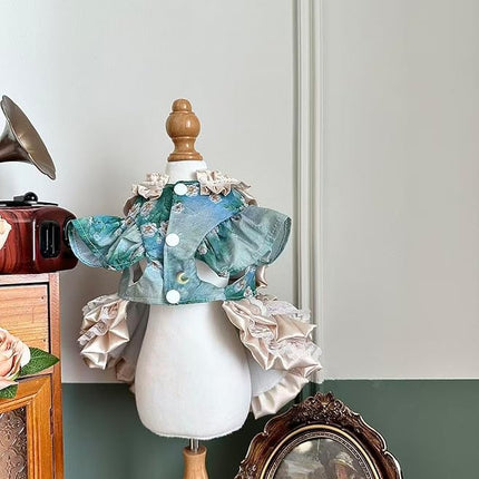 Fashion Sweet Puppy Dog Lace Princess Dress for EXTRAL Small and Small Dog C-Green XLL