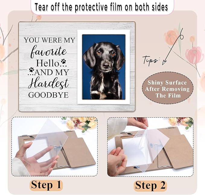 Pet Picture Frames Memorial Dog, Pet Memorial Frame for Dogs, Dog Memorial Gifts for Loss of Dog, In Loving Memory Gifts, Pet Loss Sympathy Gift for Pet Lover, Forever in Our Heart (White)
