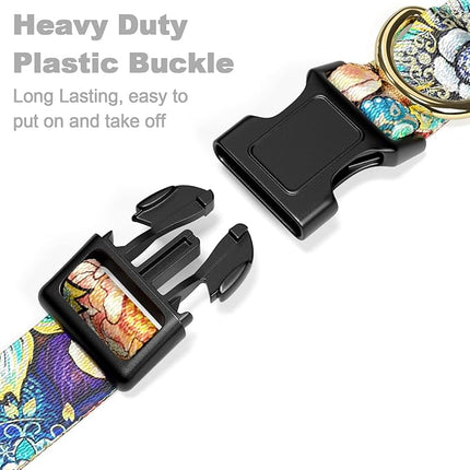 Rnivvi Dog Collar for Small Dogs, Cute Heavy Duty Adjustable Puppy Collar with Quick Release Buckle for Boy Girl & Female, Pet Accessories for Walking Running, XS Length 5/8" Width, Colorful Mandala