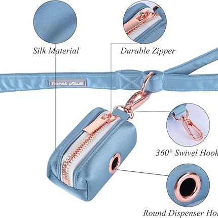 Lionet Paws Cute Dog Poop Bag Holder with Bag for Leash, Silk Dog Dispenser, Matching Collar