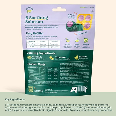 WOOF Dog Pupsicle Mix - Easy-to-Make DIY Pupsicle Refills - Tasty, Healthy Pupsicle Mix - Wholesome Ingredients - Long-Lasting - Calming Mix