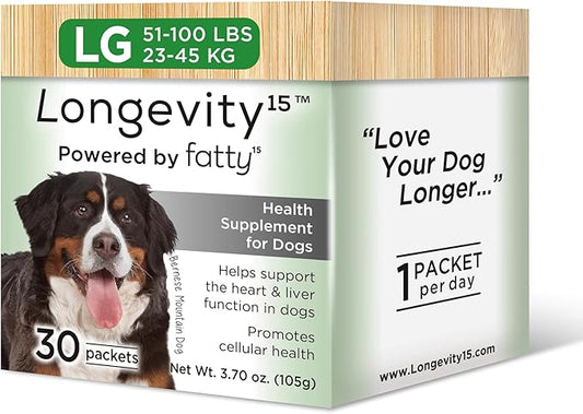 Longevity15 – C15:0 – Fatty Acid Health Supplement for Dogs – Healthy Pet Supplies – for Large Dogs, 1 Pack