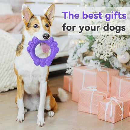 Indestructible Dog Chew Toys for Aggressive Chewers, Super Chewer Toys for Medium Large Dogs, Interactive Ring Toy, Heavy Duty Teething Toys