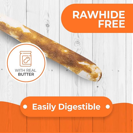 Canine Naturals Peanut Butter Chew - Rawhide Free and Dog Treats - Made from Real Peanut Butter - All-Natural and Easily Digestible - 10 Pack of 5 Inch Stick Chews