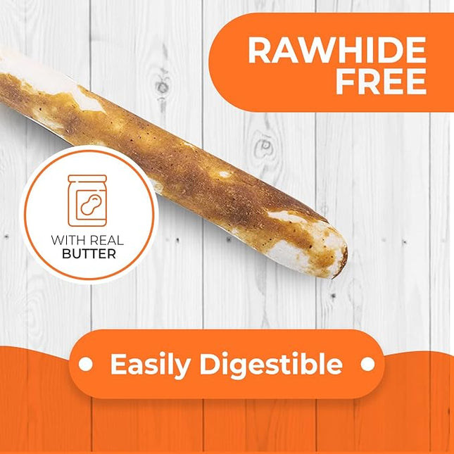 Canine Naturals Peanut Butter Chew - Rawhide Free and Dog Treats - Made from Real Peanut Butter - All-Natural and Easily Digestible - 10 Pack of 5 Inch Stick Chews