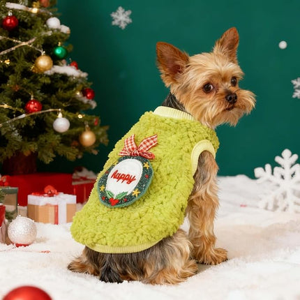 FLAdorepet 3 Packs Christmas Teacup Dog Cat XXS Clothes for Chihuahua Yorkie,Winter Warm Fleece Puppy Pet Clothes Sweater Shirt Vest for Mini Newborn Extra Small Dogs (Christmas, XXXS(Pet Under 1LBS))