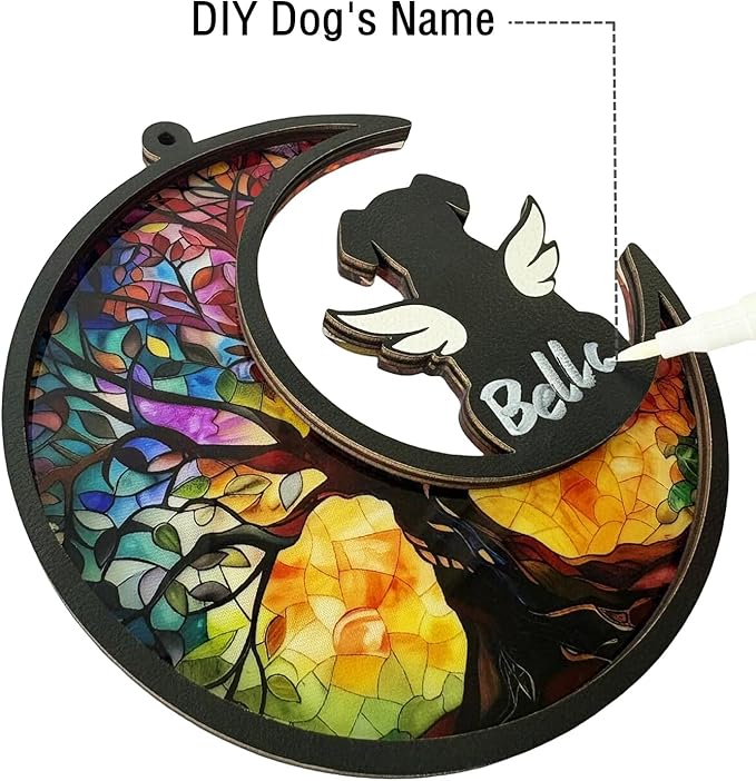 Ettonsun Dog Memorial Suncatcher Dog Memorial Gifts Passing Away Loss Remembrance Death Sympathy Gift (D)