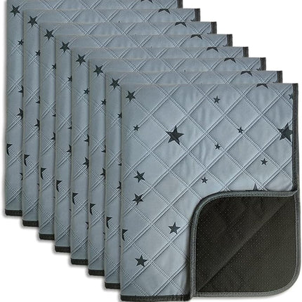 RIOUSSI Washable Pee Pads for Dogs, Reusable, Absorbent, Leakproof, Non Slip Pet Puppy Pads for Potty Training. Gray Stars, 18x24 Inch(8pack)