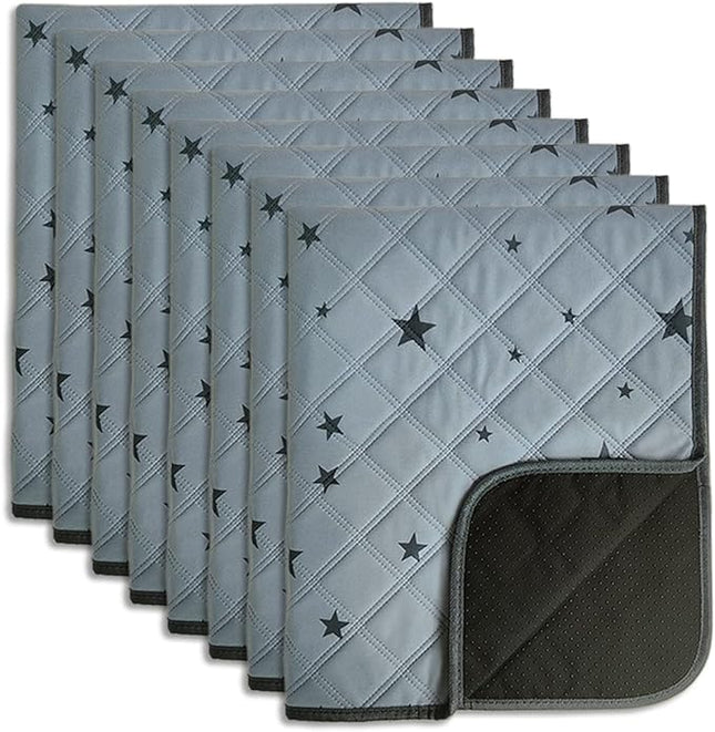 RIOUSSI Washable Pee Pads for Dogs, Reusable, Absorbent, Leakproof, Non Slip Pet Puppy Pads for Potty Training. Gray Stars, 18x24 Inch(8pack)