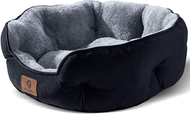 Asvin Medium Dog Bed for Medium Dogs, Large Cat Beds for Indoor Cats, Pet Bed for Puppy and Kitty, Extra Soft & Machine Washable with Anti-Slip & Water-Resistant Oxford Bottom, Black, 25 inches